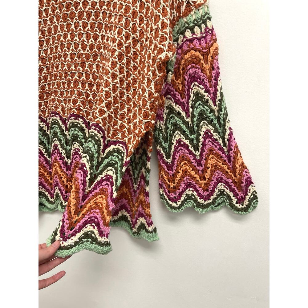 Free People Heatwave Pullover Crochet Boho Hippie Chevron Colorful Sweater - Sml - Picture 9 of 14